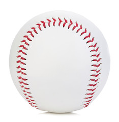 Baseball ball close-up on a white background.