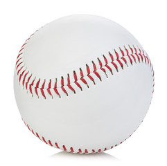 Baseball ball close-up on a white background.