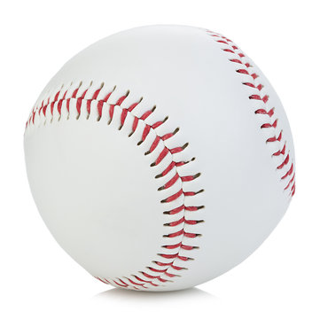 Baseball ball close-up on a white background.