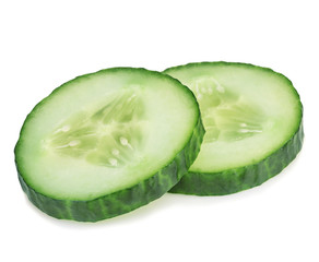 Fresh slice cucumber close-up on a white background. © bestphotostudio