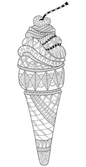 Ice Cream Zentangle Coloring Page - 102665351