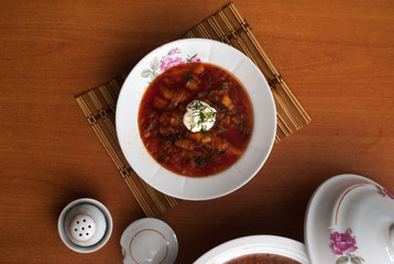 Russian national dish is red borsch
