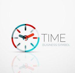 Vector abstract logo idea, time concept or clock business icon. Creative logotype design template