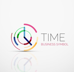 Vector abstract logo idea, time concept or clock business icon. Creative logotype design template