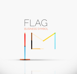 Logo flag, abstract linear geometric business icon