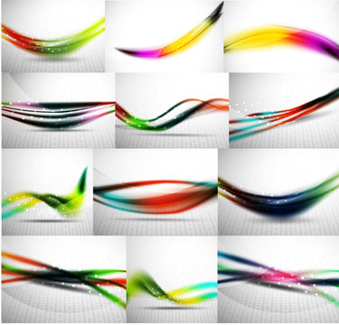 Wave backgrounds set, abstract vector