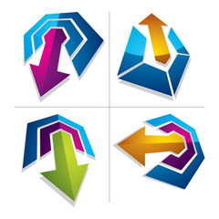 Three-dimensional graphic elements collection with simple arrows