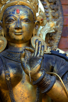 Statue einer Göttin, Mul Chowk im Königlichen Palast in Bhaktapur / Kathmandu, Nepal