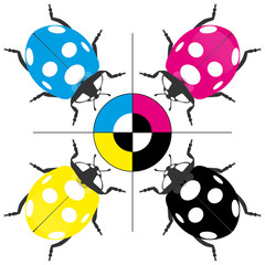 cmyk43 CyanMagentaYellowKey - prs7 PrintingRegistrationSign - c m y k circle coccinellidae - g4268