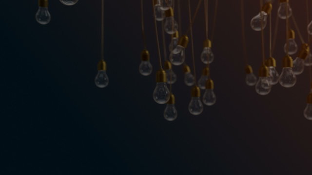 Idea concept with light bulbs on yellow background