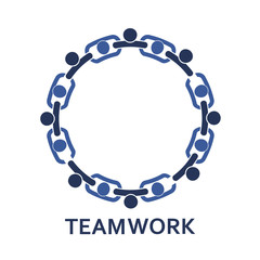 People in chain - teamwork, vector