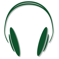 green headphones icon with shadow