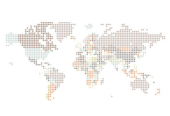 Obraz na płótnie Canvas Dotted World map of square dots