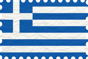 wrinkled paper greece stamp