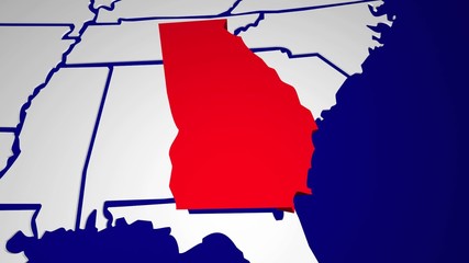 Georgia GA Animated State Map USA Zoom Close Up