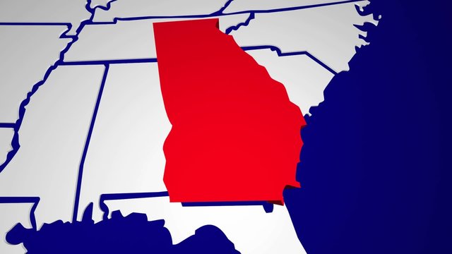 Georgia GA Animated State Map USA Zoom Close Up