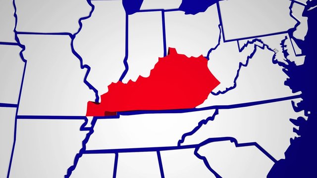 Kentucky KY Animated State Map USA Zoom Close Up