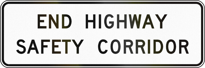Road sign used in the US state of Virginia - End highway safety corridor