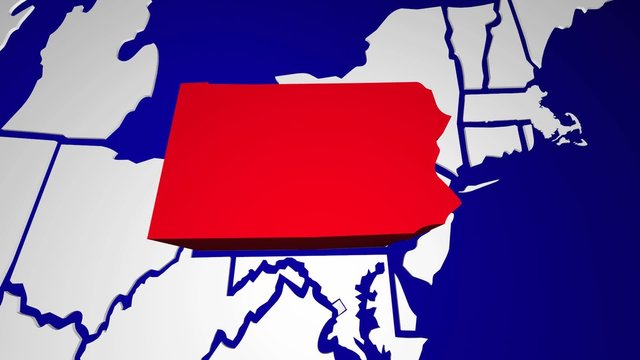 Pennsylvania PA Animated State Map USA Zoom Close Up