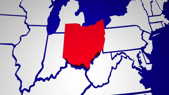Ohio OH Animated State Map USA Zoom Close Up