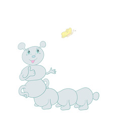Cartoon insect caterpillar butterfly illustration. isolated on white background. Vector illustration