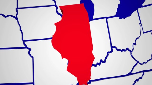 Illinois IL Animated State Map USA Zoom Close Up