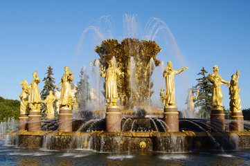  fountain 'Friendship of peoples' closeup, ENEA, Moscow, Russia 