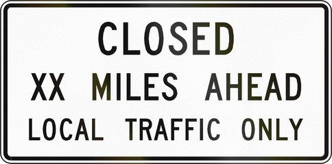 Road sign used in the US state of Virginia - Closed