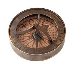 Ancient Brass Compass and Sundial