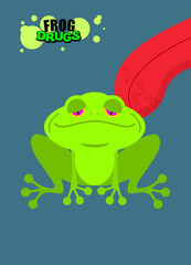 Narcotic frog. Acid Toad. Narcotic amphibious. Tongue licking ad