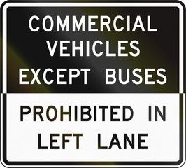 Road sign used in the US state of Virginia - Commercial vehicles except buses