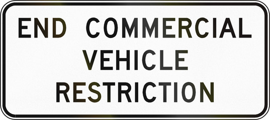 Road sign used in the US state of Virginia - End commercial vehicle restriction