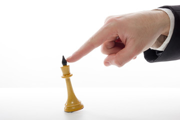Businessman playing chess game. Business concept strategy, leade