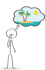 Strichmännchen träumt vom Urlaub