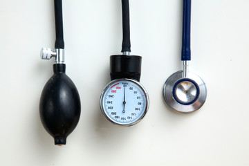 Blood pressure meter medical equipment isolated on white