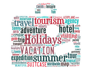 Holidays travel bag, word cloud concept