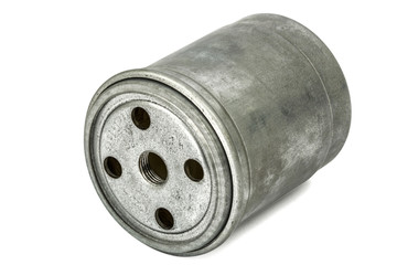 Car filter close-up, auto spare part, isolated on white, with cl