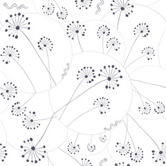 Hand drawn Easter seamless pattern with dandelions