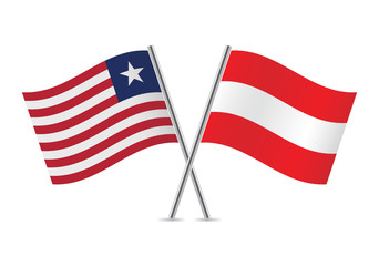 Liberian and Austrian  flags. Vector illustration.