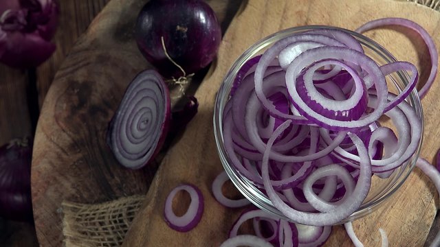 Rotating Red Onion Rings as not loopable 4K UHD footage