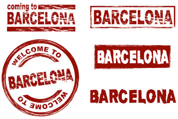 Ink stamp set city Barcelona