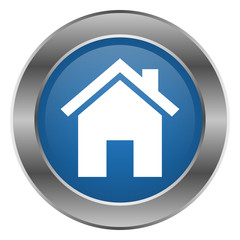 Blauer Button mit Haus