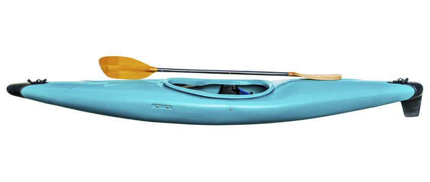 whitewater kayak with paddle