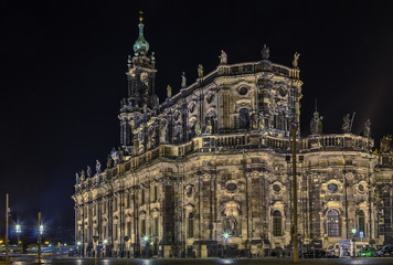 Fototapeta na wymiar Dresden Cathedral At night, Germany