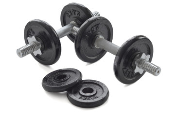 Obraz na płótnie Canvas Dumbbells for weightlifting sessions.