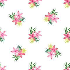 Watercolor seamless pattern of exotic flowers.