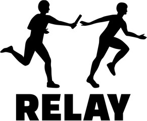 Relay word with two people passing baton