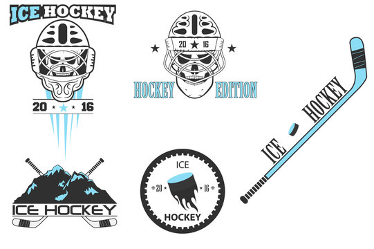 ice hockey logo. set of vector emblems. 