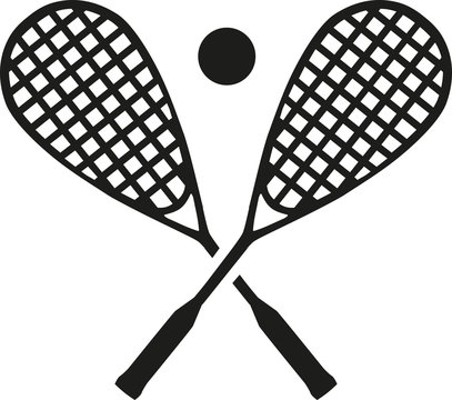 Squash rackets with ball