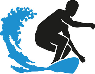 Surfer surfing a big wave